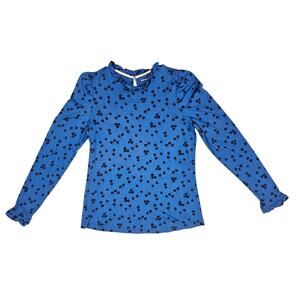 Boden Frill Neck Top Blouse, Cotton -Tencel Modal, Long Sleeve Soft, Girls Sz 10